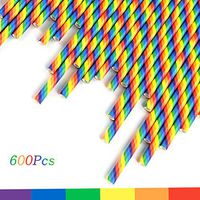 600Pcs Rainbow Paper Straws, ANDERSE Biodegradable Straws Pride Party Drinking Straws, Colorful Straws for Party Supplies Decorations Birthday Wedding Anniversary Christmas - Practical & Eco-Friendly