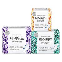 DAYWITH Fresh Thin Sanitary Pads 3 Set Ultra Slim (Large 10ea + Regular 10ea + Long Liner 20ea) - Anti Leak, Power Absorbtion, Soft Cotton Refreshing & Comfor Feeling