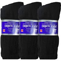 USBingoshop 3 Pairs Mens Physicians Approved Crew Ankle Diabetic Socks Cotton (V-3-PK-DCrew-Black)