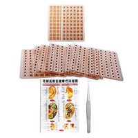 600 Counts Acupuncture Ear Seeds Disposable Ear Press Vaccaria Seeds Multi-Function Ear Seed Acupressure Kit (10 Sheets) with 1 Chart of Ear Acupuncture Point Relative to Body, 1 Tweezer