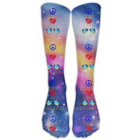 Peace I Love Heart Sunglasses Gold Glitter Beach Cute Athletic Sock Crew Socks Sport Tube Socks
