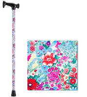 NOVA Designer Walking Cane with T-Grip Molded Handle, Lightweight and Adjustable Walking Stick, Purple and Pink Flowers Design