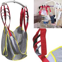 Full Body Padded Mesh Sling Patient Lift Medical Lifting Cushion with Commode Opening Seat Transfer Straps Belt Bath Toilet Aids for Hip Leg Thigh Supports AnyBack Safety 505 Lbs Gray