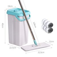SHPING Mops Flat drag, 360 degree rotation, mop and bucket set, free hand wash, wet and dry, suitable for all types of floor cleaning (Size : A)