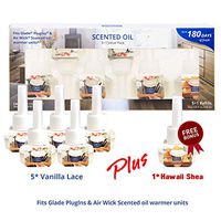 Clean-n-Fresh Scented Oil 5 Refills + 1 Free Bonus 120ml 4oz, Fits Glade & Air Wick Warmer (NO Warmer Included) (5 Vanilla Lace + 1 Hawaii Shea)
