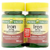 Spring Valley Iron 65 mg, 100 Tablets (2 Pack)