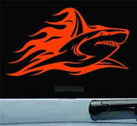 Shark trailing flames Vinyl Decal Sticker (ORANGE)