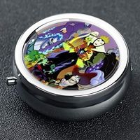 DISNEY COLLECTION Pill Box 3 Compartment Disney Villains Round Metal Silver Button Medicine Organizer Box Convenient Jewelry Box Vitamin Fish Oil Supplement Gift