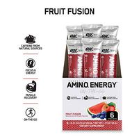 OPTIMUM NUTRITION ESSENTIAL AMINO ENERGY Individual Packs, Fruit Fusion, Keto Friendly BCAAs, with Green Tea and Green Coffee Extract, 0.31 Ounce (Pack of 6) Stick Packs