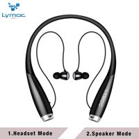 LYMOC Wireless Headphone Speakers 2 in 1 Two Mode Bluetooth Neckband Earpieces Outer Speakers Sound Box Noise Reduction Powerful Bass HD Mic Handsfree Sport Headsets for Phone (Black)