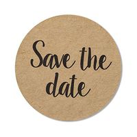 80-Pack, 2” Kraft Save The Date Stickers, Rustic Save The Date Labels, Envelope Seals