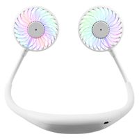 Hand Free Personal Fan, Portable USB Rechargeable LED Fan Headphone Design Wearable Neckband Fan Necklance Fan Cooler Fan 360 Degree Free Rotation Perfect for Sports, Office and Outdoor (White)