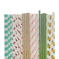 Biodegradable Paper Straws (aqua rugby, pink foil flamingo, gold foil chevron, light and hot pink polka dot, lime foil solid, pineapple)
