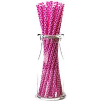 Simply Baked Paper Straw, Fuchsia Quadrafoil, 8-Inch, 25-Pack, Colorful, Disposable, and Compostable