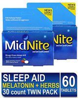 MidNite Natural Sleep Supplement, Chewable Tablets, Cherry Flavored, 30 Count (Pack of 2)