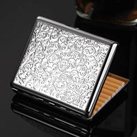 Lcxligang Pure Copper Embossed Arabesque Metal Cigarette Case Cardcase for 100's Cigarettes (Gold) (Color : Silver)
