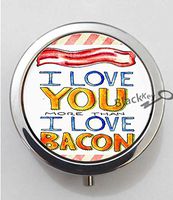 BlackKey I Love You More Than Bacon 3-Compartment Decorative Pocket Gift Box Case Organizer for Pill, Color 1 -744