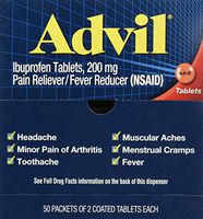 Advil Ibuprofen, 200mg, 50 Packets of 2 Coated Tablets