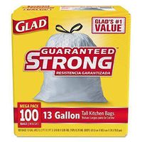 (100 per Carton) 13 Gallon Drawstring Tall Kitchen Bags in White