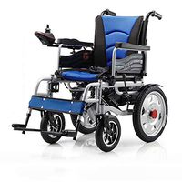 Lightweight Foldable Power Wheelchair, Lightweight and User-Friendly Wheelchair, Drive with Electric Power or Use As Manual Chair, Five Gear Adjustments,Blue