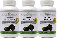 Pure Graviola Soursop Capsules 1000 mg per Serving (3 Bottle Pack) AKA: Soursop Fruit, High Antioxidants, Anti-Inflammation