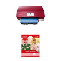 Canon TS8220 Wireless All in One Photo Printer with Scannier and Copier, Mobile Printing, Red & Printable Nail Stickers, Compatible to PIXMA TS9520, TS9521C, TS8220 and TS702 Printers