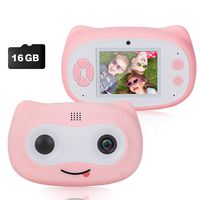 SUNGLIFE Kids Camera, Digital Dual Camera for Girls Gifts, 8.0MP Rechargeable Children Camcorder with 2.8'' Screen, 4X Digital Zoom, Gift for 3-12 Years Old Girls Boys Party Outdoor (Pink)