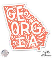 Georgia Shape Cute Letters Native Local - 5" Vinyl Sticker - For Car Laptop I-Pad - Waterproof Decal