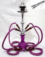 4 hose 22" Purple Hookah shisha nargila bar hookas nargile glass water Vase