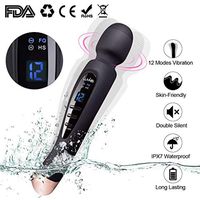 Cordless Wand Massager with 12 Speed USB Rechargeable Strong Power Vibration, Luvkis Multi Patterns Handheld Waterproof Body Massager for Back & Neck (black2)