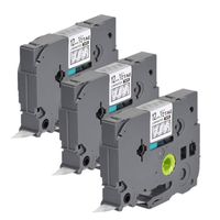 3 Pack Label Tape for TZe-135 12mm 1/2" (0.47") x 8m (26.2ft) White on Clear - Compatible with Brother P-Touch PD-D210 PT-H100 PT-1400 PT-1880