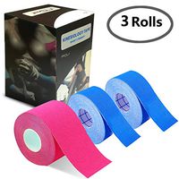 Kinesiology Theraeputic Tape Physio for Athletic Sports Recovery Pain Relieve Strong Adhesion Waterproof Original Cotton Uncut 1roll 2inch x 16.4ft / 2rolls 1inch x 16.4ft (1 Pink/2 Blue)