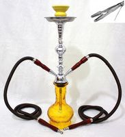 2 hose 20" Yellow Hookah shisha nargila bars narguile nargile glass water vase