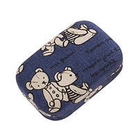 Portable Contact Lenses Cases Plastic Lenses Holder (Dark Blue, Bear Pattern)