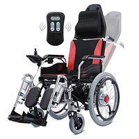 LJMGD Heavy Duty Electric Wheelchair with Headrest,Foldable Folding and Lightweight Portable Powerchair with Remote Control,Electric Power Or Manual Manipulation,Adjustable Backrest and Pedal