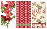 Boston International 16 Count 3-Ply Paper Christmas Buffet/Guest Towels, Set of 3