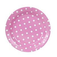 Remeehi 7" Round Dot Birthday Party Paper Plates 20 Count Dessert Plates (Pink)