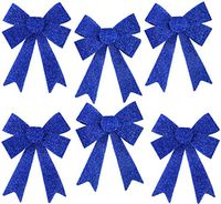 Iconikal Luxury No-Mess Glitter Christmas Bow 9 x 12-inches, 6 Pack - Blue