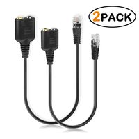 Onvian RJ9 Male to 2 3.5mm Female Headset Phone MIC Audio Splitter Adapter Cable 2 Pack