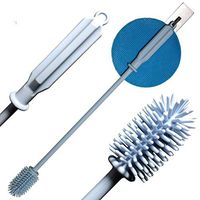 Silicone Bottle Brush, Baby Bottle Brush Cleaner, KoHuiJoo BPA Free 15"Long Handle Water Bottle Cleaning Brush for Washing Glassware, Milk, Beer, Cup, Narrow Neck Brewing Bottle (Blue 15 inch)