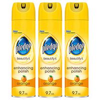 Pledge Multisurface Furniture Polish Spray, Works on Wood, Granite, and Leather, Shines and Protects, Orange, 9.7 oz - Pack of 3