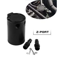 Sporacingrts Compact Baffled 2 Port Oil Catch Can Tank Universal Aluminum Air Oil Separator Black