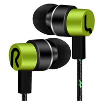 Tuscom Universal 3.5mm in-Ear Stereo Wired Earbuds Earphone with 1.2M Knitted Cable,Built-in Hands-Free Microphone, (A Style:Green)
