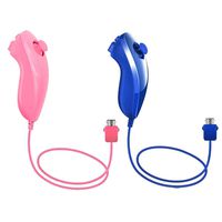 Poulep 2 Packs Nunchuk Nunchuck Controllers Joystick Gamepad Compatiable for Wii Wii U Console (Pink and Deep Blue)