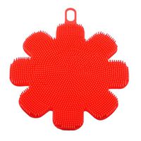 Leyorie Flower Silicone Dish Washing Sponge Scrubber Kitchen Cup Cleaning antibacterial Dish Wash Brush Tool (Red)