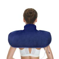 Electric Warm Shoulder Heating Brace Support Neck Pad Cervical Physical Therapy Spine for Back Posture Corrector,Blue