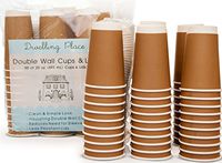 Premium 20 oz Disposable Coffee Cups with Lids (50 Ct) - Use your Coffee Maker then Pour into this Insulated Travel Cup, Skip Starbucks & Brew your Own Beans, Steep your Own Tea, Mix your Hot Cocoa!