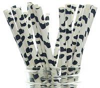 Cow Party Straws, Barnyard Paper Straws (50 Pack) - Farm Birthday Party Supplies, Cow Hide Print Straws, Animal Party Tableware & Paper Drinking Straws