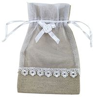 SumDirect 20Pcs 4"x6" High Quality Elegant Linen Organza Lace Bow Drawstring Pouches Wedding Party Christmas Holiday Favor Gift Bags (Organza with Bow)