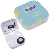 Portable Contact Lens Case Box Travel Kit Mirror + Bottle + Tweezers Container Holder [ Blue Cute Planes ]